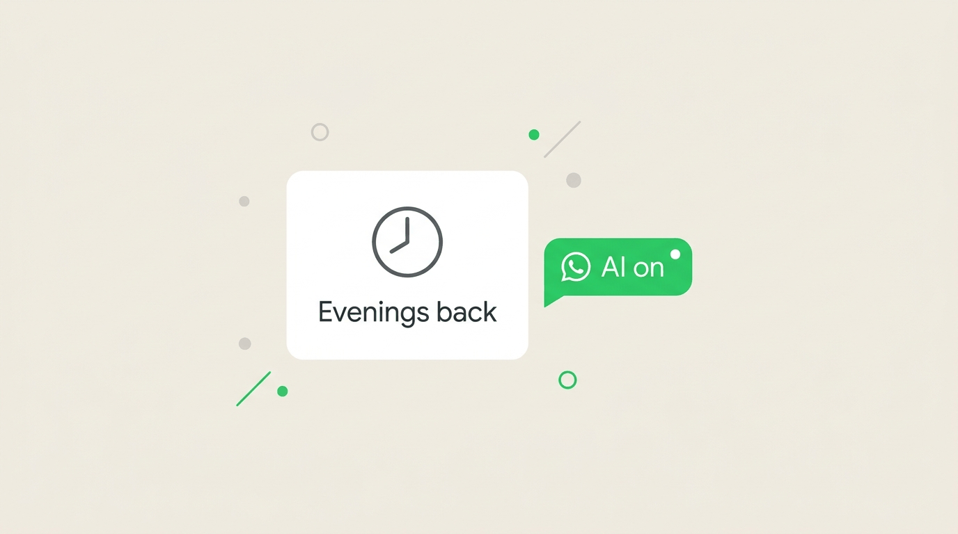 Minimal feature card labeled Evenings back with AI on